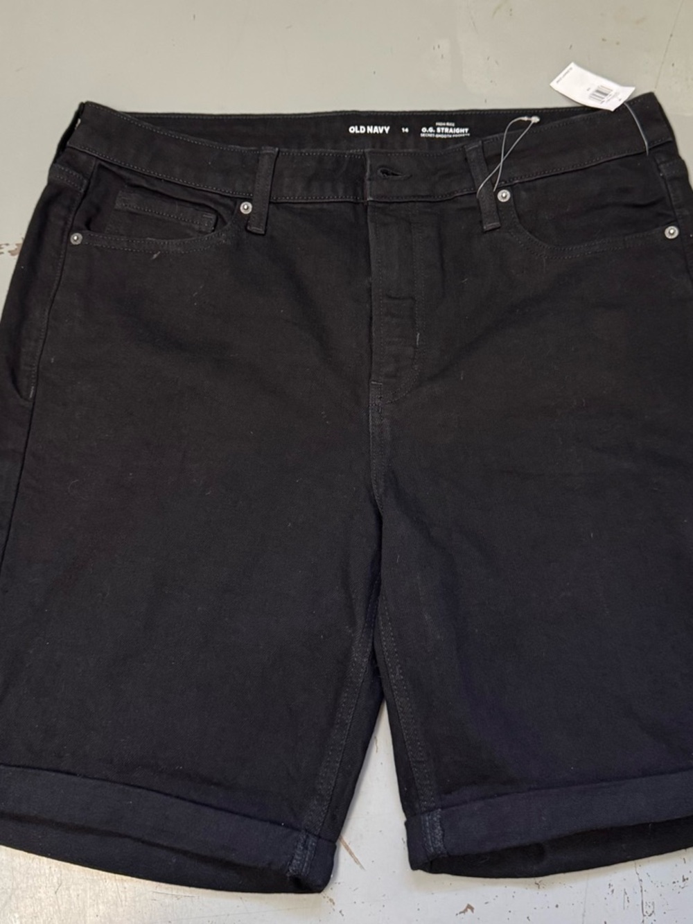 Old Navy Women's Black Denim Cuffed Jean Bermuda Boyfriend Summer Shorts